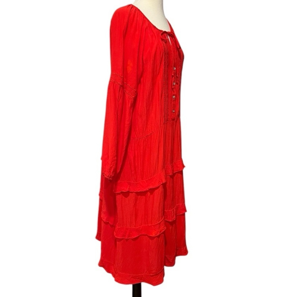 SUNDAY IN BROOKLYN Red Tiered Boho Peasant Dress Size Large - Picture 2 of 9